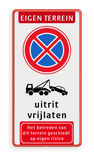 Eigen terrein + RVV E02 + 2x pictogram + tekst