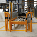 Arceau d’angle 90° en acier Ø 76 mm avec platines – Jaune/noir