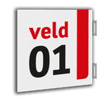Veldnummerbord vierkant dubbelzijdig -vlaggend