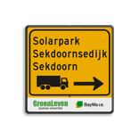 Vierkant Omleidingsbord voor route bouwverkeer met logo