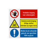 Veiligheidsbord met 3 pictogrammen met instructie