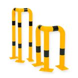 Arceau d’angle 90° en acier Ø 76 mm – Jaune/noir et plusieurs dimensions