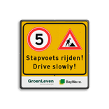 Routebord vierkant bouwverkeer + logo