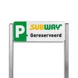 Parkeerplaats entreebord type TS3 Aluminium geborstelde staanders + eigen ontwerp