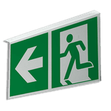 Haaks bord E016 - Vluchtraam met brandladder verwijzing