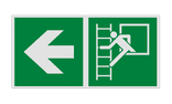 Haaks bord E016 - Vluchtraam met brandladder verwijzing