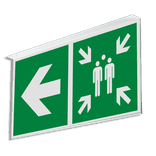 Haaks bord E024 - Tijdelijke verzamelplaats voor evacuatie verwijzing