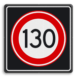Verkeersbord RVV A01 130s - Maximum snelheid 130 km/h