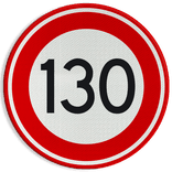 Verkeersbord RVV A01-130 - Maximum snelheid 130 km/h