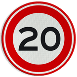 Verkeersbord RVV A01-20 - Maximum snelheid 20 km/h
