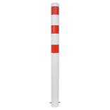 Rampaal Ø102x900mm met grondmontage, wit/rood