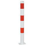 Rampaal staal Ø102x900mm met vaste voetplaat - wit/rood