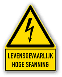 Veiligheidspictogram W012 met tekst -  Levensgevaarlijk hoge spanning - reflecterend