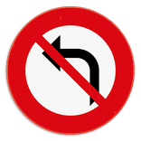 Verbodsbord C31a - Verbod om aan het volgend kruispunt links af te slaan