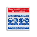Veiligheidsbord voor bouwplaats of terrein reflecterend