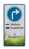 Verkeersbord DOR rechthoek 2:1 reflecterend +  eigen ontwerp/opdruk