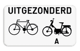 Verkeersbord SB250 M3 onderbord - Uitgezonderd fietsers en bromfietsers klasse A - 700x400mm
