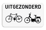 Verkeersbord SB250 M3bis onderbord - Uitgezonderd fietsers en bromfietsers 700x400 mm
