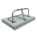 Anti parkeerbeugel verzonken 835x400x48mm staal + betonfundatie - in straatwerk