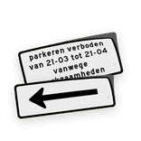 Sticker tijden t.b.v. tijdelijk parkeerbord - reflecterend wit/zwart
