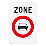 Zonebord SB250 ZC5 – Verboden toegang voor motorvoertuigen en motorfietsen met zijspan