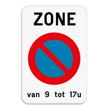 Zonebord SB250 ZE1 - Begin parkeerverbodszone