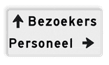 Routebord met 2 regels tekst en pijlen links en rechts