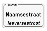 Straatnaambord België 4:2 + Stad/Gemeente met dialect