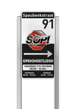 Portaalsysteem TS met informatiebord 2:1 met aluminium geborstelde staanders