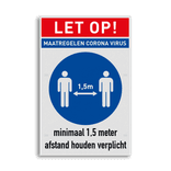Veiligheidsbord 1,5 meter afstand houden verplicht