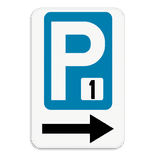 Parkeerbod Parking met nummer + Richtingspijl