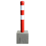 Fester Parkplatzpfosten Stahl 750 mm mit Betonfuß 295 × 295 × 350 mm