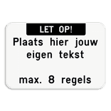 Tekstbord landscape met boventekst - wit/zwart