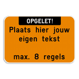 Tekstbord landscape met boventekst - wit/fluo oranje