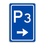Verkeersbord RVV BW201r, parkeerplaats route met nummer - reflecterend
