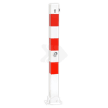 Poteau de parking rabattable rouge/blanc 70 x 70 mm à fixer au sol