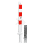 Antiparkeerpaal 70x70mm rood/wit - neerklapbaar en verwijderbaar met grondstuk