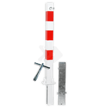 Poteau Anti-Stationnement Rabattable et Amovible avec Manchon de Sol 70x70mm Rouge/Blanc