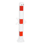 Parkeerpaal 70x70mm rood wit - neerklapbaar met bodemmontage