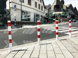 Absperrpfost Stahl 70x70mm rot/weiß - zum Einbetonieren oder Aufdübeln