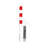 Poteau de parking amovible - 70x70mm - rouge/blanc - avec manchon sol