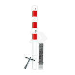 Poteau anti-stationnement pour parking avec manchon de sol - 70x70mm - rouge/blanc
