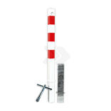 Poteau de parking amovible - 70x70mm - rouge/blanc - avec manchon sol