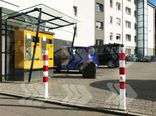 Anti parkeerpaal 70x70mm rood/wit - verwijderbaar met grondstuk