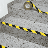 Vloertape rol anti-slip | 50-100mm breed | geel/zwart | lengte 18,3 meter