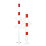 Poteau anti-stationnement fixe rond rouge/blanc à ancrer
