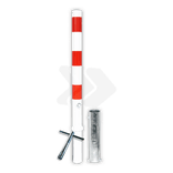Wegneembare parkeerpaal - wit/rood - met grondstuk