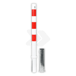 Absperrpfosten Stahl Ø60-76mm rot weiß - herausnehmbar mit Bodenhülse