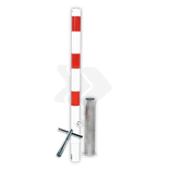Absperrpfosten Stahl Ø60-76mm rot weiß - herausnehmbar mit Bodenhülse