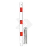 Afzetpaal Ø60-76mm rood wit - uitneembaar met grondstuk